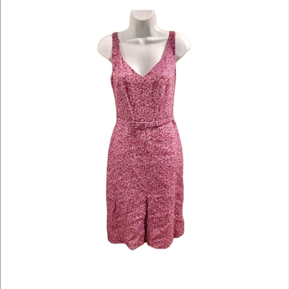MARC JACOBS Belted Geometric Print Sheath Dress Purple and Ivory Size 4